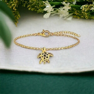 Gold Turtle Charm Anklet Bracelet